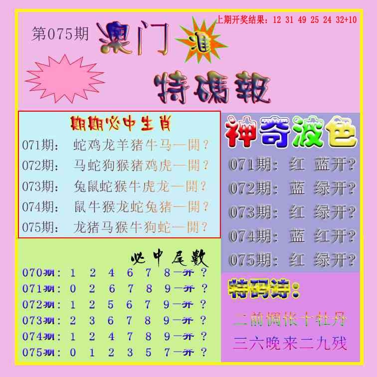 075期生财有道特码报[图]